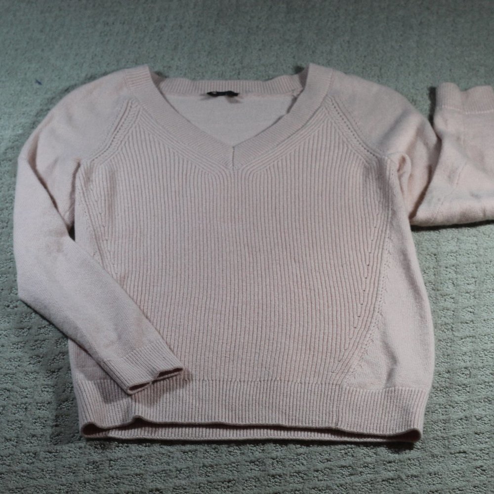 Talbots Size XS Pink V-Neck Cashmere Blend Sweater